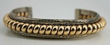 Vintage Tahe Sterling 1/20th 12K Gold Filled Cuff Two Tone Bracelet Navajo 6.75