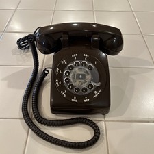 VTG 1970's Rotary Dial Desktop Telephone 0500-CB-AT Chocolate Brown USA Tested picture