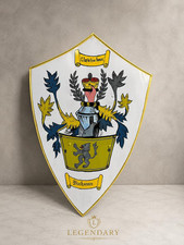 Custom Family Crest Shield Hand Painted Heraldic Coat of Arms Wall Decor Gift picture