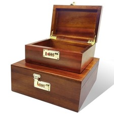2pcs Locking Wooden Keepsake Box,Large Acacia Wooden Box with Code Lockb 2pcs picture