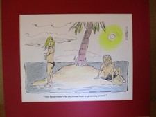 Original Art Castaway Girl On Island Gag Panel Comic Strip Signed Bruce Bolinger picture