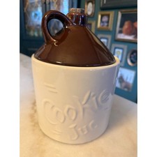 Vintage 1970s McCoy Pottery Cookie Jug Moonshine Style Ceramic Jar with Cork picture