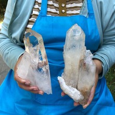 2 pieces 4.35LB Natural Transparent White Quartz Crystal Cluster Specimen 6740 picture