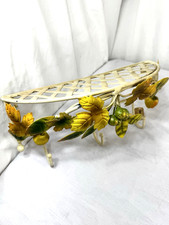 Vtg Decoline Tole Metal Fruit Leaves Shelf Hooks Rack Wall Shabby Cottage Tag FS picture