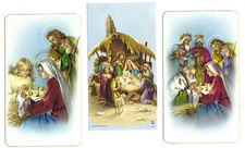 Lot of 3 Different Nativity scene Holy cards Printed in Italy & Gold Edged picture
