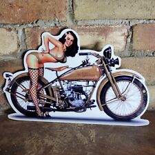OLD DEALERSHIP HARLEY-DAVIDSON MOTORCYCLE PORCELAIN HEAVY METAL DIECUT SIGN 12X8 picture