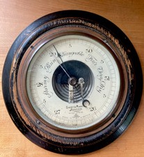Rare Antique SHORT & MASON Aneroid Barometer /Wood & Copper London England 1925 picture