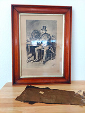 Antique c1886 Frederick Barnard Captain Costigan Photogravure Thackeray Framed picture