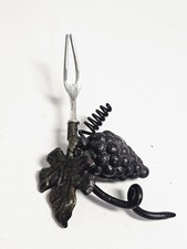 Vintage Grape Vine Corkscrew Bottle Opener Ornate Metal Wine Bar Decor Black picture