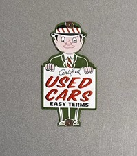 VINTAGE USED CAR DEALERSHIP STORE PORCELAIN SIGN CAR GAS MOTORCYCLE OIL TRUCK picture