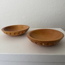 MUNISING Bowls Vintage Wooden Wood Set Of 2 Snacks Nut Bowl Salad MCM Michigan picture