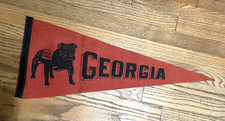 VINTAGE University of Georgia Bulldog mascot pennant / banner, 28 3/4