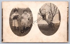 K67/ Interesting RPPC Postcard c1910 Cute Children 2View Doll Elephant Toy 68 picture