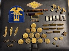 WWII US Army Officer Estate Grouping - Sterling Captain, Rare PT Med, Buttons picture