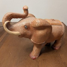 Vintage Shanghai Handicrafts Chinese Wicker Elephant Box picture
