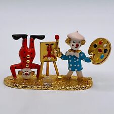 Spooniques Clowns Artist Crystal Gold Tone Pewter Figurine Circus Decor KM1433 picture