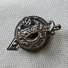 Antique 14k Gold w/Diamond Masonic Shriners Scimitar Crescent Moon Lapel Pin picture
