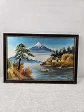 Vintage Japanese Silk Embroidery Of Mount Fuji Hand Stitched Details Framed  picture
