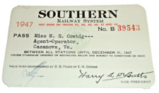 1947  SOUTHERN RAILWAY COMPANY EMPLOYEE PASS  #39543 picture