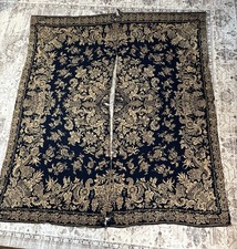 Antique 1843 Jacquard Coverlet Orleans County NY Dated Indigo Two Panel 78x90” picture