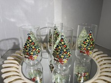 Carlton 11oz Set Of 4 Christmas Tree Glasses Angel On Tree Vintage 1988(197) picture