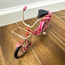 Pink Miniature Bicycle Decorative Model w/ Metal Basket & Rear Rack picture