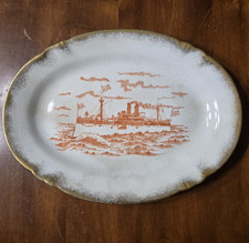 Antique 1898 Wheeling Pottery USS Maine Platter Heyman Bros W. Va. Advertising picture