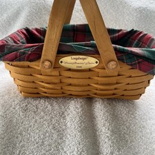 Longaberger Woven Memories Basket 2000 Liner, Protector, Metal Charm 10x6x4 b6 picture