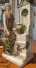 Antique Royal Dux Beautiful 1920s Lady With Jug By Fountain Alois Hempel 17” EX+ picture