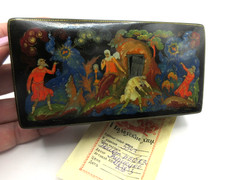 USSR 1979 Palekh Gold Fish Signed Hand Painted Russian Lacquer Box HIGH QUALITY picture