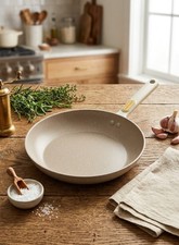 10 Inch Frying Pan Taupe Gold Granite Non Stick Ceramic Skillet Thyme & Table picture