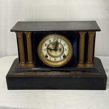 Antique Ansonia Co 1882 Cast Iron Mantle Clock Neoclassical Temple Design No Key picture