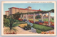 Ambassador Hotel Los Angeles CA Postcard c1937 Postmarked Color Linen LA-90 picture