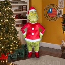 Gemmy 6 ft Life-Size Animated Fuzzy Grinch Singing & Dancing Christmas Decor picture