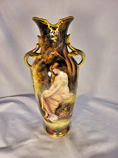 Antique Royal Bonn 9 Hand-Painted Portrait & Landscape Double-Handled Vase FAM picture