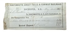 1869 antique PORTSMOUTH GREAT FALLS & CONWAY RAILROAD freight RECEIPT nh picture