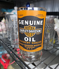 Vintage Harley Davidson Genuine Motor Oil Glass Beer Mug Stein - Oil Can Graphic picture