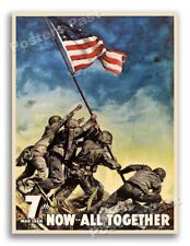 “Now . . . All Together” 1945 Vintage Style World War 2 Poster - 24x32 picture