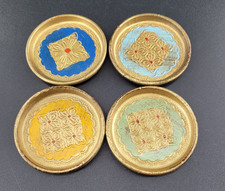 Vintage Italian Florentine Coasters Gold Gilt Wood Playing Card Suits Set of 4 picture