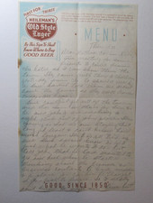 1941 VINTAGE HEILEMAN'S OLD STYLE BEER PAPER MENU INSERT Hand Written Letter picture