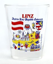 LINZ AUSTRIA LANDMARKS AND ICONS COLLAGE SHOT GLASS SHOTGLASS picture