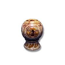 Vintage Hand Carved Indian Soapstone Incense Burner Holder Sun Moon Cobra Om picture