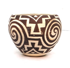 ACOMA PUEBLO POTTERY VASE NATIVE AMERICAN INDIAN SKY CITY MIMBRES DESIGN POT 4