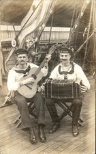 Sailors with guitar and accordion VATERLAND CAP c1910s Real Photo Postcard bhn picture