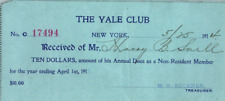 1914 The Yale Club annual dues receipt 10.00 a18 picture