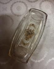 Vintage Georges  Briard Gold Gild Floral Pattern Glass relish dish  picture