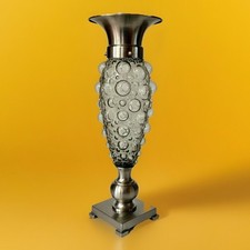 Vintage RARE Post Modern Pop Art 1980’s Smoked Bubble Glass 19” Figural Urn Vase picture