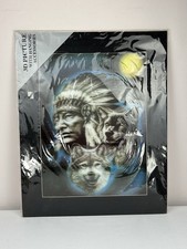 New 3D Picture Vintage Wolf Husky Indian American Legends w/ Hanging Accessories picture