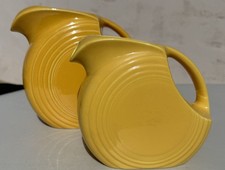 Vintage Fiesta 1 Original Yellow Disk Water & 1 Juice Pitchers Homer Laughlin picture