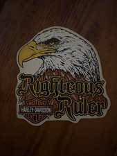 Larger HARLEY DAVIDSON Righteous Ruler Vintage MOTORCYCLE Sticker Decal Emblem picture